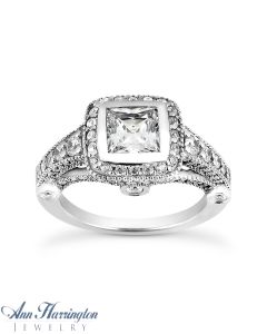 14k White or Yellow Gold .88-1.28 ct tw Diamond Semi Mount Engagement Ring, 4.5x4.5, 5x5, 6x6, 6.5x6.5 and 7x7 7.5x7.5 and 8x8 mm Cushion Cut Setting