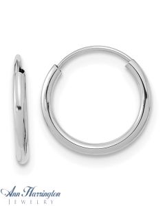 14k White or Yellow Gold Endless 1 mm x 12 mm Round Hoop Earrings