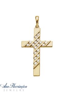 14k Yellow or White Gold 3/8 ct tw Diamond 28 x 18 mm Cross Pendant