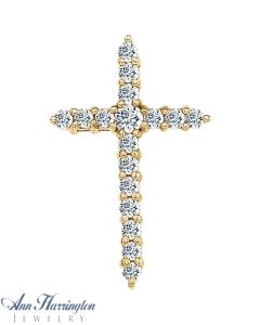 14k Yellow or White Gold 1/3 ct tw Diamond 21 x 13 mm Cross Pendant