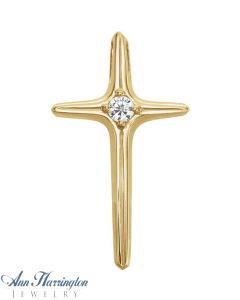 14k Yellow or White Gold .07 ct Diamond Cross Pendant 