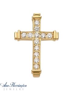 14k Yellow or White Gold 3/8 ct tw Diamond 25 x 18 mm Cross Pendant