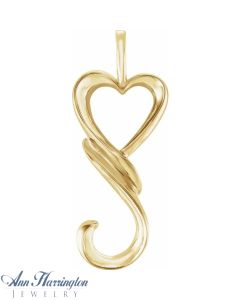 14k Yellow or White Gold 26 x 11 mm Heart Pendant