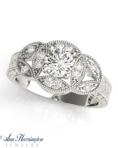 14k White Gold 1/5 ct tw Diamond Engagement Ring, 5.2 mm Semi Setting, H2612