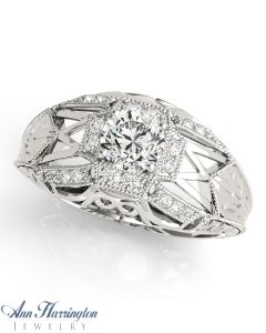 14k White Gold 1/5 ct tw Diamond Engagement Ring, 6 mm (for 3/4 ct) Round Semi Setting