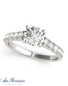 14k White Gold 1/4-1/2 ct tw Diamond Antique Style Engagement Ring, 5.2- 9.4 mm (for 1/2 ct to 3 ct) Semi Setting