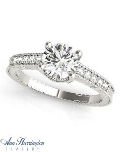 14k White Gold .075-1/5 ct tw Diamond Engagement Ring, 4.1-8.6 mm (.25 to 2.25 ct) Semi Setting 