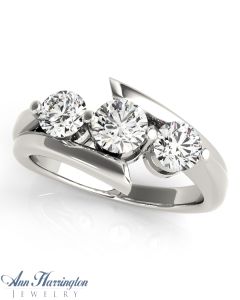 14k White, Yellow, Rose Gold or Platinum Round 3 Stone Bypass Ring Setting for 1/4 to 2 ct tw diamonds