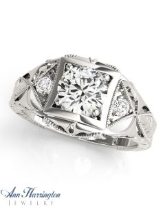 14k White Gold .06 ct tw Diamond Engagement Ring, 5.2 mm (for 1/2 ct) Semi Setting