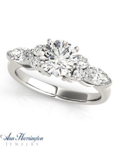 14k White Gold 5/8 ct tw Marquise Diamond Engagement Ring, Semi Mounting