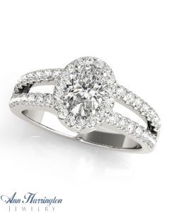 14k White or Yellow Gold 3/8-1/2 ct tw Diamond Antique Style Split Shank Engagement Ring,  6x4, 7x5, 8x6, 9x7,10x8 & 11x9 mm Oval Semi Setting