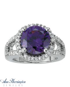 14k White Gold 3/8-1/2 ct tw Diamond Antique Style Ring, 5, 6, 7, 8, 9, 10, 11 & 12 mm Round Semi Setting, H3493A