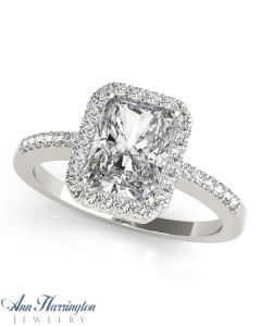 14k White, Yellow, or Rose Gold 1/4-1/3 ct tw Diamond Antique Style Semi Mount Ring, 6x4, 7x5, 8x6, 9x7,10x8 & 11x9 mm Emerald Cut Setting