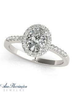 14k White or Yellow Gold 1/5-1/3 ct tw Diamond Antique Style Halo Engagement Ring, 6x4, 7x5, 8x6, 9x7, 10x8, 11x9 & 12x10 mm Oval Semi Setting, H3497