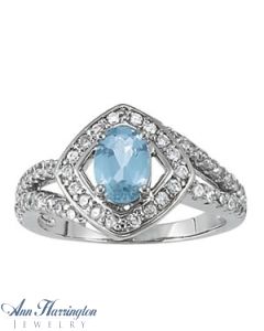 14k White or Yellow Gold 1/2 ct tw Diamond Antique Style Ring, 7x5 Oval Cut Semi Setting, H3575