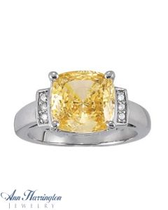 14k White Gold 1/20 ct tw Diamond Ring, 10x10 mm Cushion Cut Semi Setting, H3609