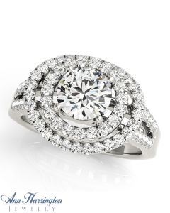 14k White Gold 5/8 ct tw Diamond Antiques Style Engagement Ring, 6.5 mm Semi Setting, H3626