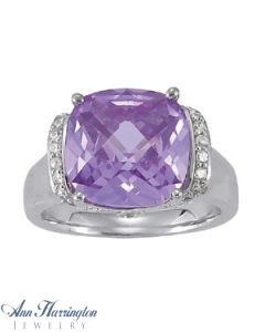 14k White Gold 1/4 ct tw Diamond Antiques Style Ring, 12x12 mm Cushion Cut Semi Setting, H3649