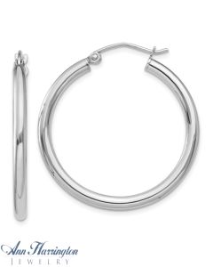 14k White or Yellow Gold 2.5 mm x 30 mm Round Hoop Earrings