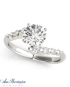 14k White Gold 1/4 ct tw Diamond Bypass Engagement Ring, Semi Mounting