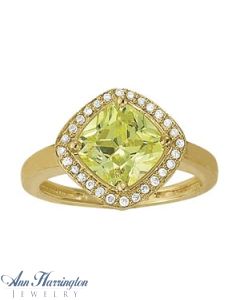 14k Yellow Gold 1/8 ct tw Diamond Antique Style Ring, 8x8 mm Cushion Cut Semi Setting, H3917