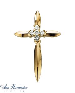 14k Yellow Gold .07 ct tw Diamond 21 x 14 mm Cross Pendant