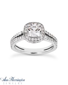 14k White or Yellow Gold .49-.81 ct tw Diamond Semi Mount Split Shank Ring, 4.5x4.5, 5x5, 5.5x5.5, 6x6 and 6.5x6.5 7x7 and 7.5x7.5 mm Cushion Cut Setting