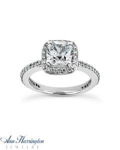 14k White or Yellow Gold .52-.70 ct tw Diamond Halo Semi Mount Engagement Ring, 5x5, 5.5x5.5, 6x6, 6.5x6.5 and 7x7 7.5x7.5, 8x8 and 8.5x8.5 mm Cushion Cut Setting, H869
