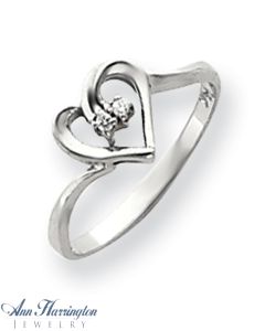 14k White or Yellow Gold .02 ct tw Diamond Heart Ring