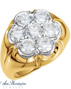 14k 2-Tone or White Gold 7- 3.3-5.0 mm Round Men's Cluster Style Ring Setting