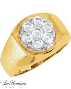 14k 2-Tone or White Gold 3.3 mm Round Men's Cluster Ring Setting