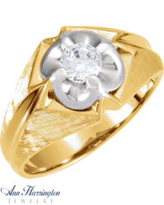 14k 2-Tone or White Gold 5.2 to 6.5 mm Round Men's Ring Setting