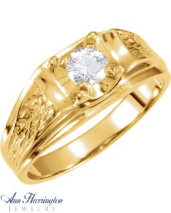 14k Yellow or White Gold 4.1 to 5.8 mm Round Men's Ring Setting, J038