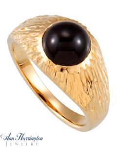 14k Yellow or White Gold 9 mm Round Men's Cabochon Bezel Set Ring Setting, J054