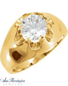 14k Yellow or White Gold 5.2, 6.5, 8.2-8.8, 9.4-10, 10.4-10.8, 11.2-11.6 & 11.9-12.3  mm Round Men's Solid Belcher Ring Setting, J075