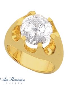 14k Yellow or White Gold 11.9 mm Round Men's Solid Belcher Ring Setting, J077