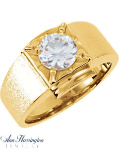 14k Yellow or White 3.4, 5.2, 6.5 and 7.4 mm Men's Solitaire Ring Setting, J084