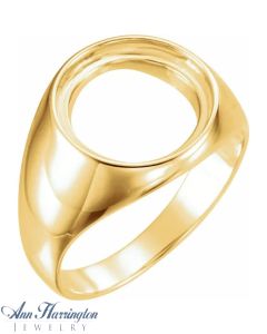 14k Yellow or White Gold 13 mm Round Men's Coin Ring Setting