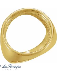 14k Yellow or White Gold 21.4 mm Round Men's Coin Ring Setting