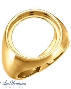 14k Yellow or White Gold 18 mm Round Men's Coin Ring Setting, J120