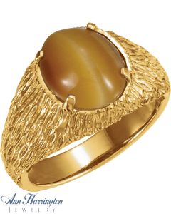 14k Yellow or White Gold 12x10 mm Oval Cut Men's Ring Setting