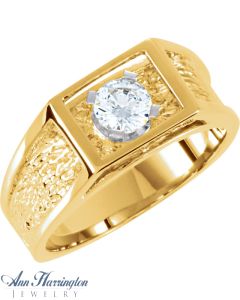 14k Yellow or White Gold 5.2 mm Round Men's Solid Ring Setting, J154