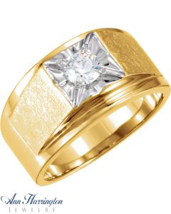 14k 2-Tone or White Gold 4.1 to 6.5 mm Round Men's Solid Solitaire Illusion Ring Setting
