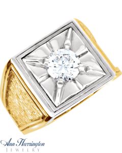 14k Yellow or White Gold 5.8 to 9.4 mm Round Men's Illusion Solitaire Ring Setting