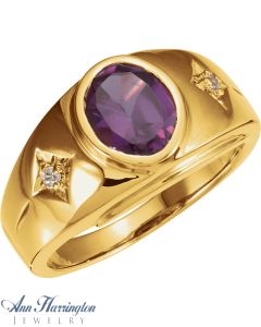 14k Yellow or White Gold 10x8 mm Oval Men's Solid Bezel Set Ring Setting, J213