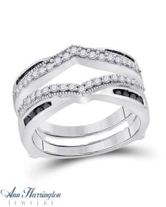 10k White Gold 1/2 ct tw Black & White Diamond Vintage Style Ring Guard