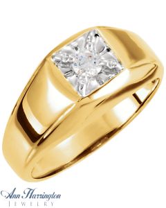 14k 2-Tone or White Gold 3.2 to 4.4 mm Round Men's Illusion Solitaire Ring Setting