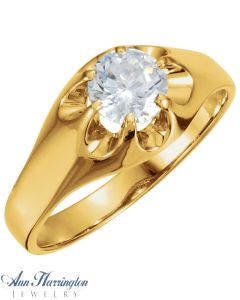 14k Yellow or White Gold 5.2 and 6.5 mm mm Round Men's Belcher Ring Setting, J239