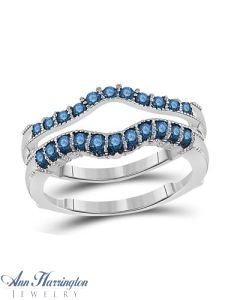 14k White or Yellow Gold 1/3 ct tw Blue Diamond Curved Ring Guard