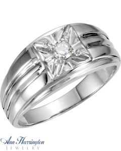 14k White or Yellow Gold 4.1 to 6.5 mm Round Men's Illusion Solitae Ring Setting, J289